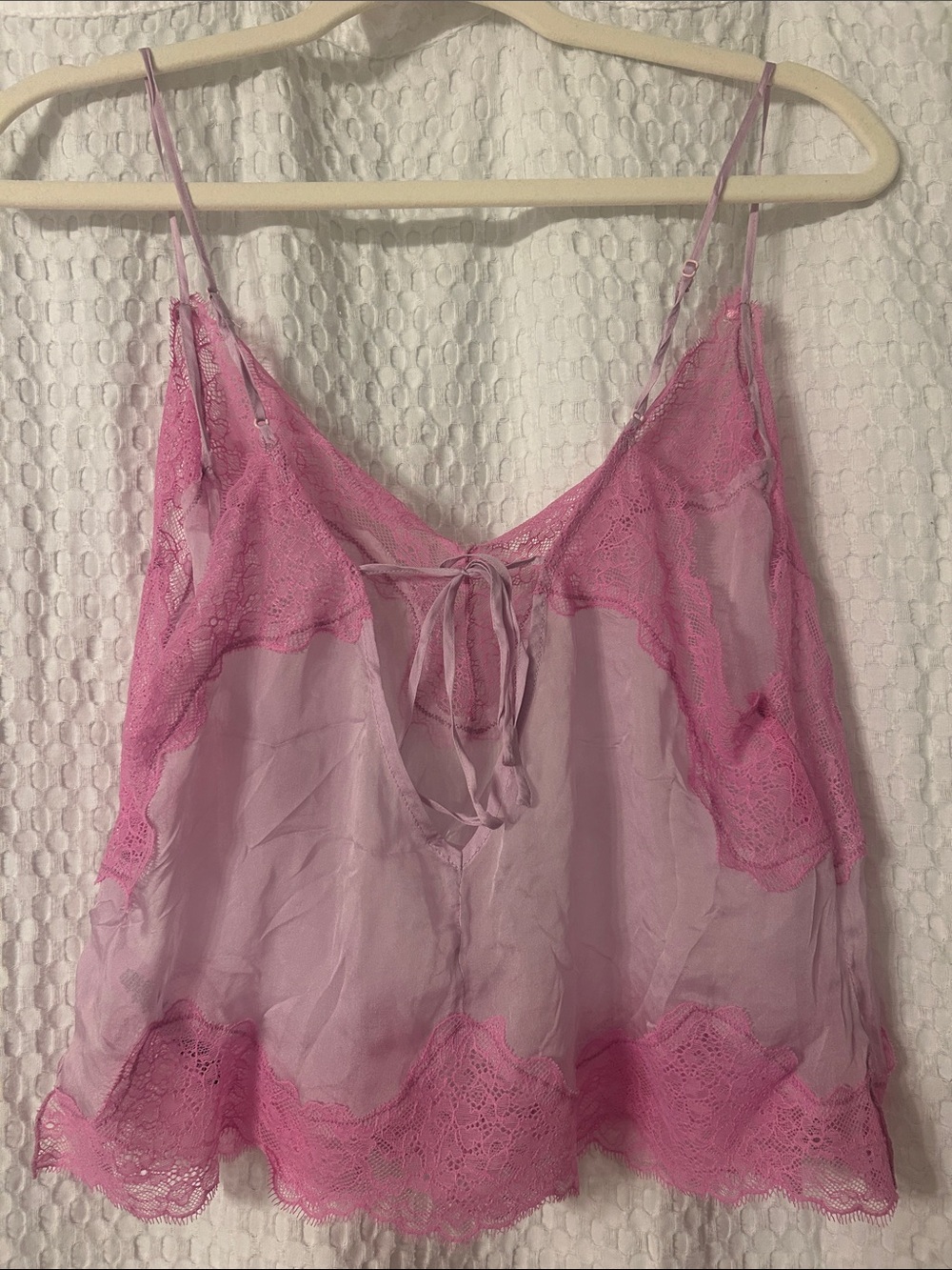 SKIMS Sheer Pink Lace Trim Camisole - Size Large - Picture 3 of 6